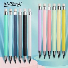 Weizhuang 免削鉛筆 圓桿筆 學生美術繪畫, 1個, 圓杆鉛筆隨機顏色筆桿5支+10個筆頭