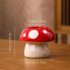 창의적인 세라믹 화병 귀여운 버섯 모양 수경 재배 화병 인테리어 장식 만화 화분 펜 홀더 데스크탑 장식용, 01 L red