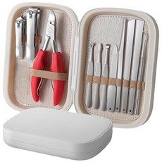 11피스 내향성 손톱 여행 스테인리스 스틸 네일 다기능 두꺼운 손톱깎이 발톱깎이 커터, 레드, 1