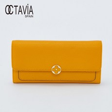 OCTAVIA8 真皮四葉花扣長夾 - 頭層牛皮二折錢包