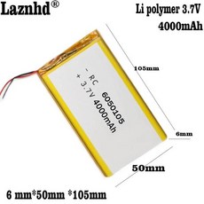보조배터리 전자책 PDA MID PSP 플레이어 장치 IPTV 태블릿 PC용 리튬 폴리머 Lipo 셀 6050105 3.7V 4000mA, 06 1 PCS 6050105, 01 3.7V용, 01 China Mainland