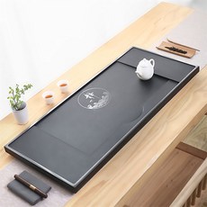 茶盤 石製茶盤 烏金石茶盤 茶具 天然烏金石茶盤 茶海 石材 帶排水 整塊石頭 高檔石盤 新款家用 原石 茶臺 泡茶, 1個, 靜心緣（備註收件地址和電話）,40cm*20cm*3cm