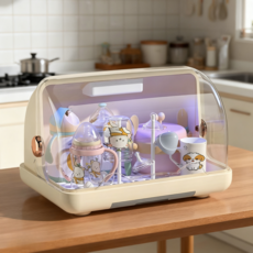 가정용 젖병살균기 젖병보관함 젖병건조대 소독기 식기살균건조기, 노란색