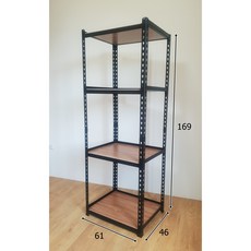 台中懶骨頭角鋼 輕型角鋼架 免螺絲角鋼 工業風置物架 DIY層架 (長91以下) 13. 61*46, 平光黑, 4層