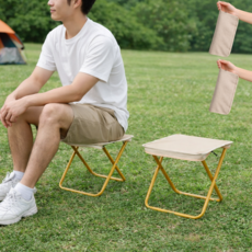 젠토 포켓쏙 1초폴딩 초경량 미니 캠핑 의자 파우치형, 베이지, 2개