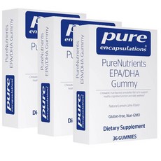 퓨어인캡슐레이션 오메가3 EPA DHA 구미 젤리 레몬라임맛 Pure Encapsulations PureNutrients Gummy, 3개, 36정