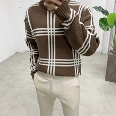 Street J 男款格紋針織長袖毛衣