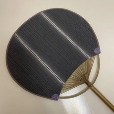 土布麵竹蒲扇團扇竹芭蕉扇仿古典夏季圓文手老工藝古典紙傳統扇子, 1個, 黑底鎖花竹布團扇, 黑底鎖花竹布團扇