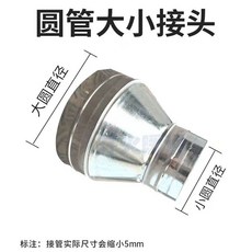 【開發票/統編】排煙管轉換接頭 白鐵皮變徑頭 油煙管罩 抽風機管風罩 異徑轉接頭 風管轉接頭 通風排煙管變徑 鍍錫轉接頭qct6r0, 1個, 100變80實際95-75