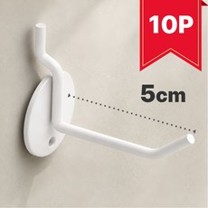 퇴근중독 타공판 악세사리 기본형 걸이 검정 흰색 일선 후크, 10개, 화이트 (5cm)