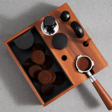 우드 멀티 탬퍼 홀더 포터필터 거치대 넛박스 커피 찌꺼기통 올인원 넉박스 58mm(수납 스탠드만 포함됨), 월넛, 1개