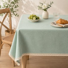 마에르 레이스 방수 식탁보 북유럽 테이블보 사각 식탁커버, 1개, 2인(120 x 120cm), 민트