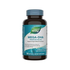 Nature's Way Mega-DHA 프리미엄 피쉬 오일 눈과 뇌 건강 지원* 오메가-3 소프트젤 60정, 1개
