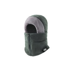 冬季防寒保暖頭套 加厚拉鍊款, 深灰色, 1個