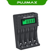 PUJIMAX AA/AAA 겸용 Ni-MH/Ni-Cd 급속충전기 충전배터리 1-4개 동시 충전기 MCU 스마트 제어 LCD 화면 잔량표시 검색 케이스 충전기 LCD005, 1개