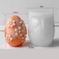 부활절 달걀 양초 몰드 향기로운 꽃 모양 석고 공예 홈 데코용, Color: 3. E, 1개