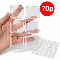 다용도 70개입 방문 문콕 충격 소음방지 실리콘 패드 무타공 투명 문쾅 쿠션 사각 원형 1세트, 1개