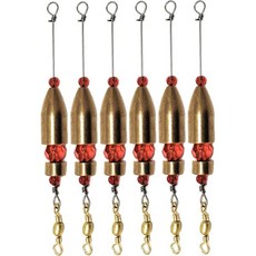 반응 타클 카롤라이나 리그 배스 낚시용 민물 소금물용 황동 사전 장착 키트 낚시 무게 배럴 싱커 6개 세트, 1/2 Ounce, Brass