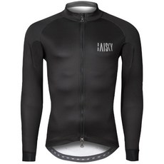 BAISKY百士奇自行車男款雙拉鍊抓絨長車衣，保暖透氣長袖騎行服，黑色經典款