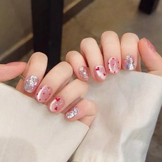 애미림 붙이는 인조손톱네일 짧은것 자연스러운 젤디자인 숏 큐빅 대용량 30p, 1개, 핑크