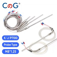 0-800 학위 M8 1m 2m 3m 5m K J PT100 유형 50mm 150mm 100mm 200mm 프로브 나사 케이블 열전쌍 오븐 온도, 04 50mm, 01 2m M8 PT100, 1개