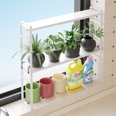 주방 정리 선반 미니선반 길이 신축 35~60cm 높이 조절 가능, 화이트, 2개