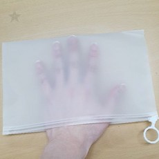 반투명 슬라이드 지퍼 파우치 고리 달린 방수 보관 파우치 여행용 화장품 소품, 1개, 1매입