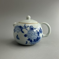 紅芳庭 青花瓷茶壺 繡球花圖案 180ml 青花色 功夫茶茶具, 1個