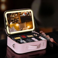 메이크업 박스 조명 LED 아티스트 거울 케이스 화장품 출장, B. 핑크 12인치