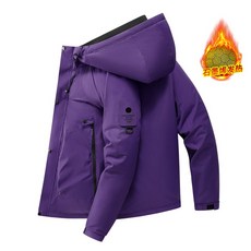 石墨烯智能發熱連帽棉衣男款，加絨保暖登山外套，短款運動棉服