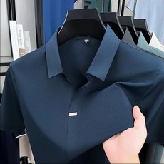 AURALA 남성 여름 캐주얼 카라넥 반팔티 통기성 시원한 베이직 반팔 티셔츠