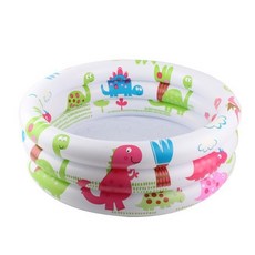 兒童充氣水池 三環印花游泳池 寶寶戶外戲水池 嬉水海洋球池, 1個, 【平底】恐龍款60cm