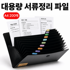 모브텐 깔끔한 대용량 아코디언 파일 13칸, 블랙, 1개