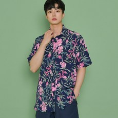 헤링본 남성 반팔 플라워 하와이안셔츠 휴양지 바캉스룩 비치웨어 MD107