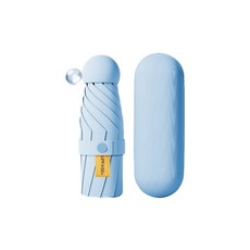 RENZHI 膠囊五折傘 迷你便攜晴雨傘 防曬抗UV UPF50+, 淺藍, 1個