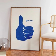 미니멀리스트 모던 포스터 벽 레트로 파란색 선물 홈 아트 엄지손가락 포스터 위로 캔버스 흔드는 장식 데코 프린트 프린트 침실 거실