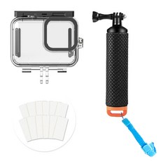 텔레신 고프로 13 12 11 10 9 방수하우징 케이스 + 플로팅 핸드 그립 부력봉 + 김서림방지킷, 1세트, 고프로 방수하우징