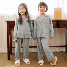 SOLO 블루스 스트라이프 스판 여아 남아 아동 긴팔 잠옷