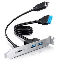 GRAUGEAR Type-E(Key-A)轉Type-C母轉接線 支援Gen2x2 20Gbps 全高後擋板 60公分, 1個, 1x Type-C+2x USB(二代)
