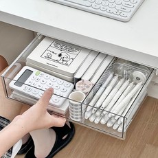 桌面下抽屜收納盒 大號 透明抽屜 免釘安裝 附贈3M背膠 無痕固定膠, 小號【雙重安裝 穩固不掉】, 1層