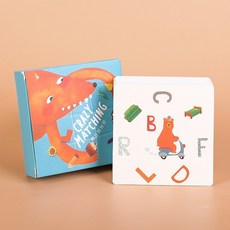 動物對對碰桌遊卡牌遊戲，兒童益智玩具早教認知卡，眼明手快邏輯思維訓練, 1個, 藍盒狐狸