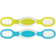 Nuby(누비) 2WAY 딥 스쿱스푼 이유식 초기부터 사용할 수 있는 저지르지 않는 스푼 BPA 무첨가 실리콘 소재 2개 세트 NU-81068