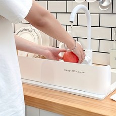 실용적인 확장형 길이조절 싱크대 물막이 수납선반, 1개, 화이트