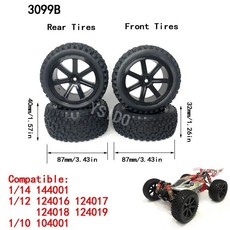 업그레이드 부품 대형 타이어 휠 WLtoys 144001 144010 144002 124016 124017 124018 124019 1/12 1/14 RC 자동차용 자동차, 4Pcs Black 1
