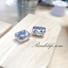 8-10mm 직사각 캡보석 30개 백금도금, 1봉, 바이올렛