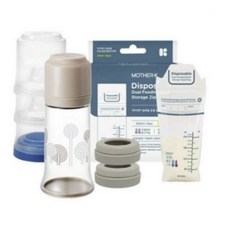 마더케이 일회용젖병 + 블럭 케이스 + 스크류 2p + 젖병지퍼백 25p 외출 패키지, 베이지색상, 3세트