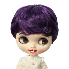 Linfairy 9-10 inch Doll 인형용 짧은 곱슬 가발 (Purple)