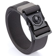 全閤金休閒彈力帆布戰術腰帶男軍迷用作訓戶外工裝布褲帶保安皮帶, 灰色-(尼龍), 1個