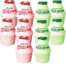 (냉장)빙그레 단지 딸기우유 2종 혼합세트 (딸기맛 and 메로나맛), 5세트, 480ml