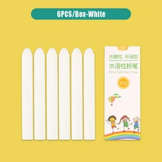 컬러 수성 분필 지울 수 있는 칠판 낙서 그림용 고체 수성 분필 손에 묻지 않는 먼지 없는 분필, 07 6PCS-Box-White